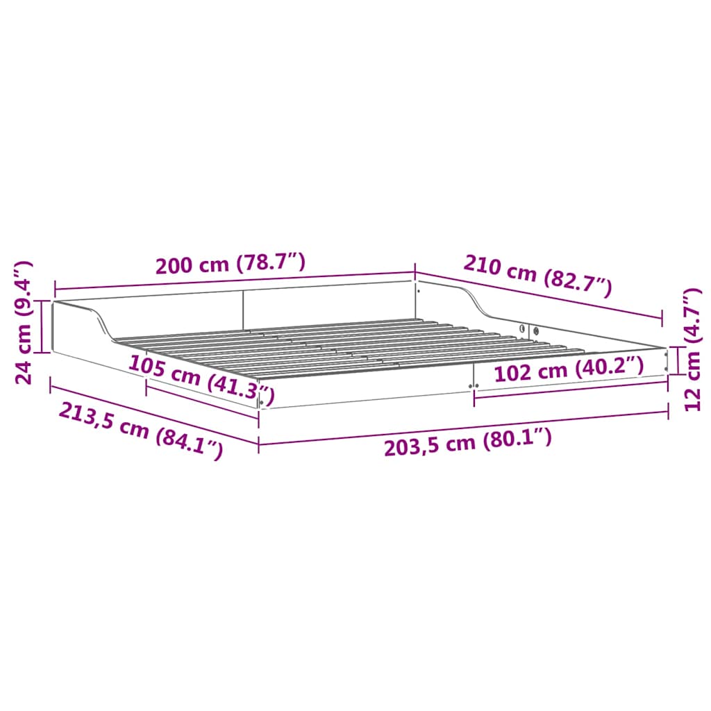 Σκελετός Κρεβατιού Κερωτό καφέ 200 x 210 cm