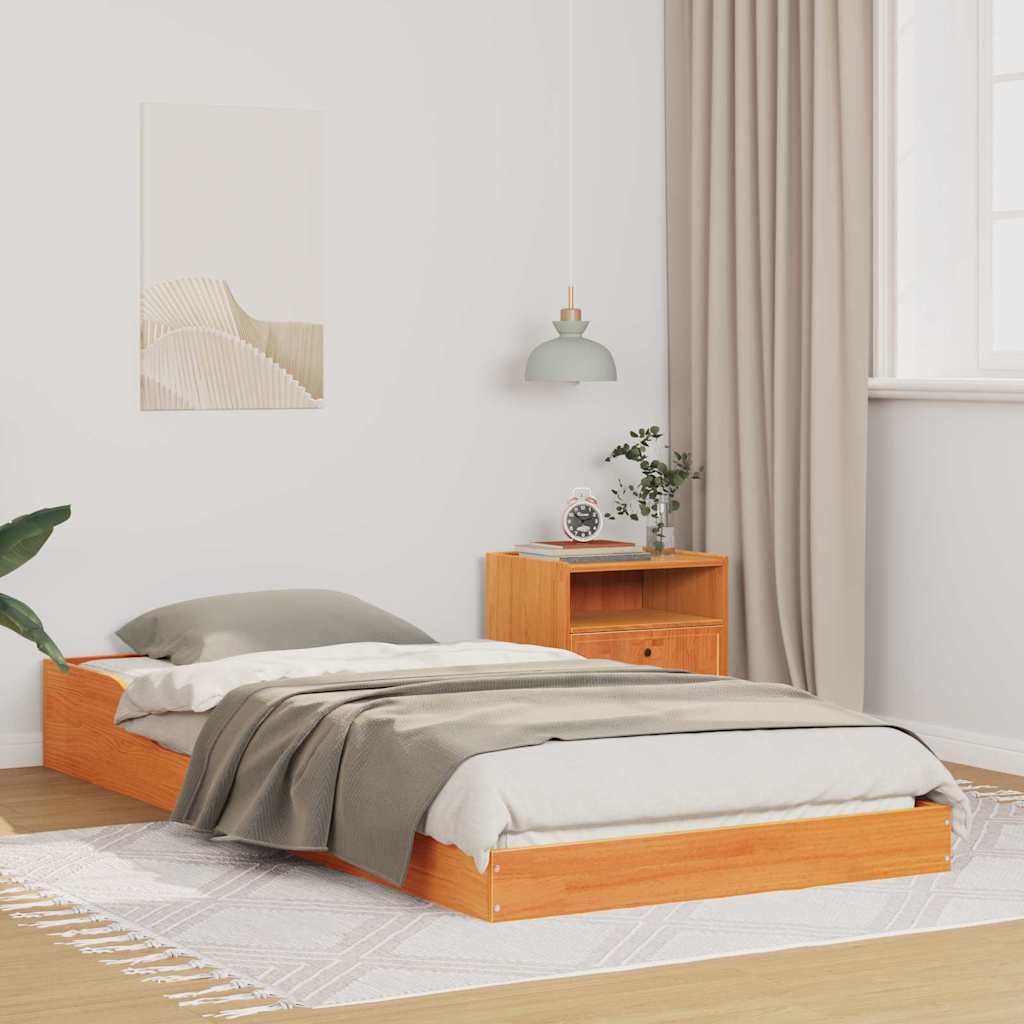 Σκελετός Κρεβατιού Κερωτό καφέ 80 x 220 cm Στερεά ξυλεία πεύκου