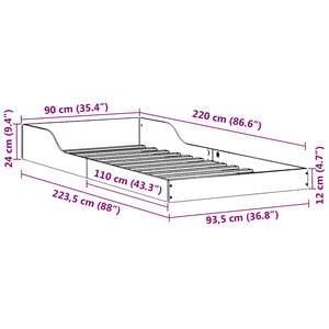 Σκελετός Κρεβατιού Κερωτό καφέ 90 x 220 cm Στερεά ξυλεία πεύκου