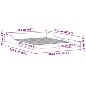 Σκελετός Κρεβατιού Λευκό 160 x 220 cm Στερεά ξυλεία πεύκου - Pakobazaar