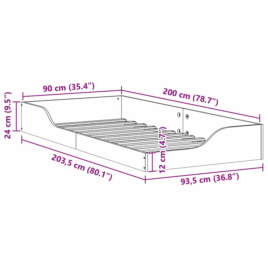 Σκελετός Κρεβατιού Καφέ 90 x 200 cm Στερεά ξυλεία πεύκου