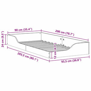 Σκελετός Κρεβατιού Καφέ 90 x 200 cm Στερεά ξυλεία πεύκου