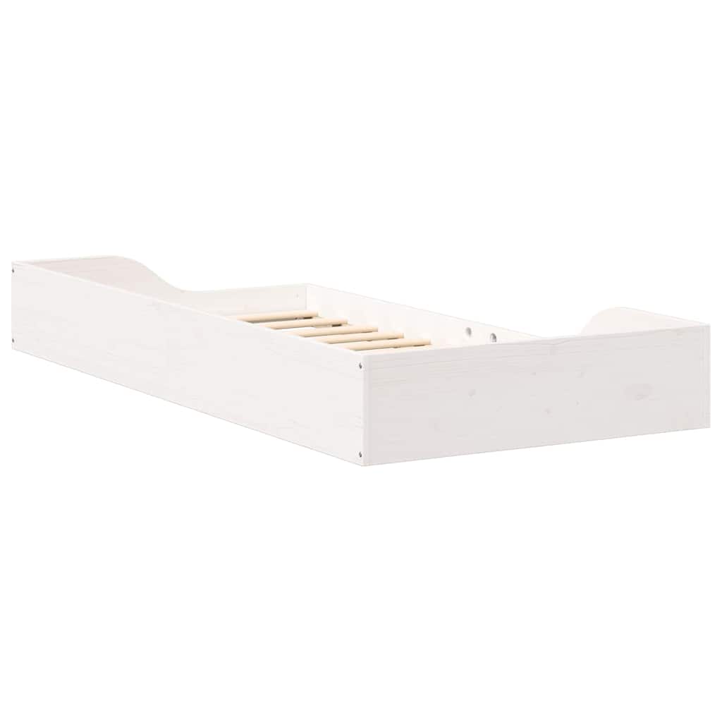 Σκελετός Κρεβατιού Λευκό 90 x 190 cm Στερεά ξυλεία πεύκου - Pakobazaar