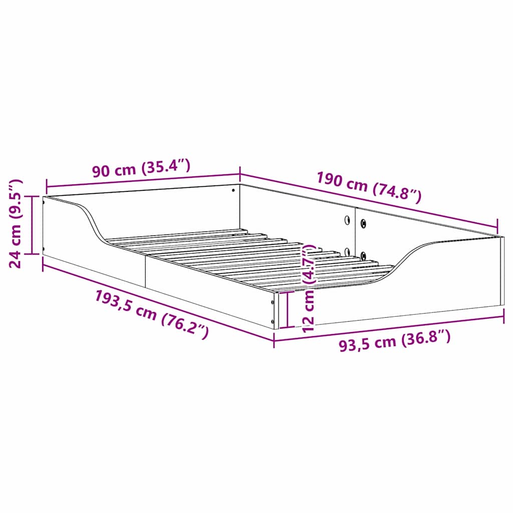 Σκελετός Κρεβατιού Κερωτό καφέ 90 x 190 cm Στερεά ξυλεία πεύκου