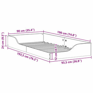 Σκελετός Κρεβατιού Κερωτό καφέ 90 x 190 cm Στερεά ξυλεία πεύκου