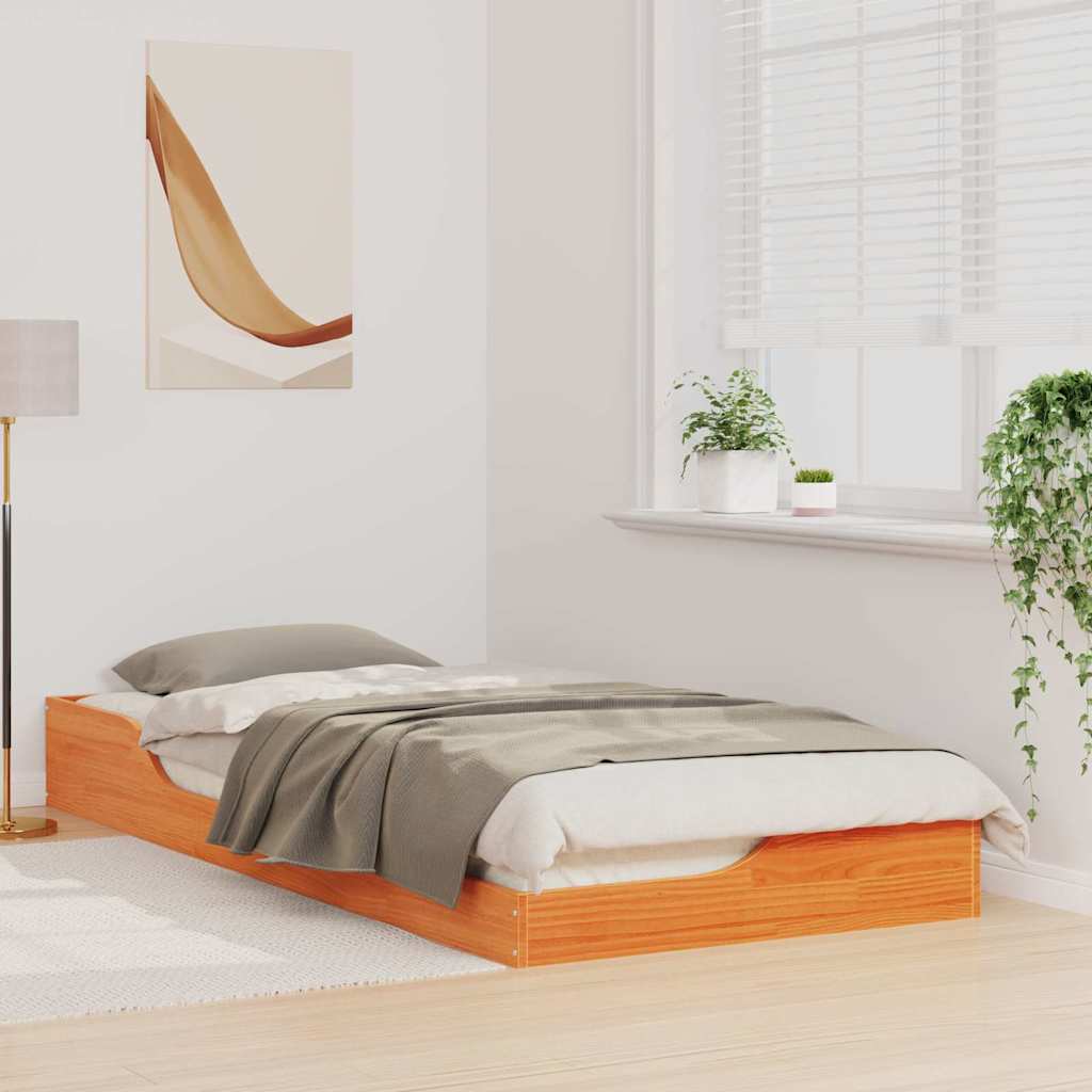 Σκελετός Κρεβατιού Κερωτό καφέ 80 x 210 cm Στερεά ξυλεία πεύκου