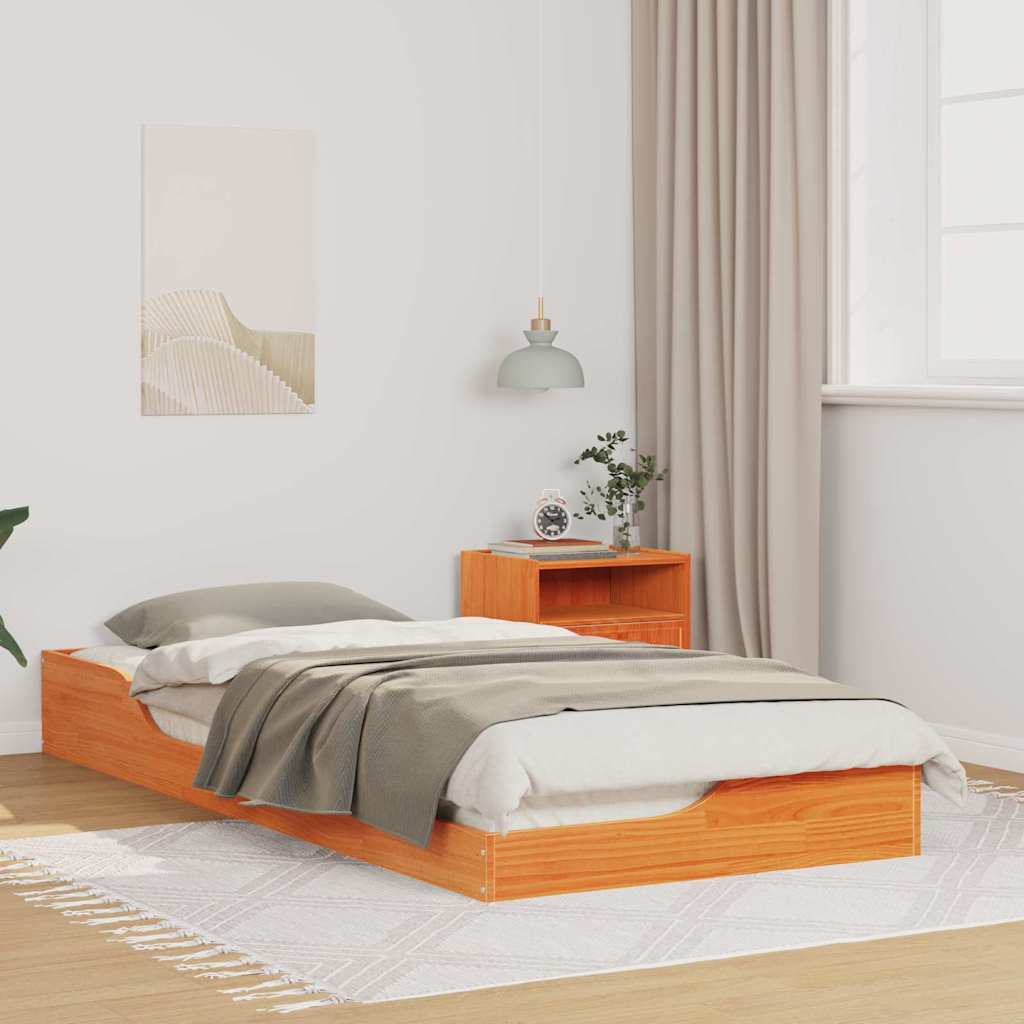 Σκελετός Κρεβατιού Κερωτό καφέ 90 x 210 cm Στερεά ξυλεία πεύκου