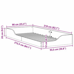 Σκελετός Κρεβατιού Κερωτό καφέ 90 x 210 cm Στερεά ξυλεία πεύκου