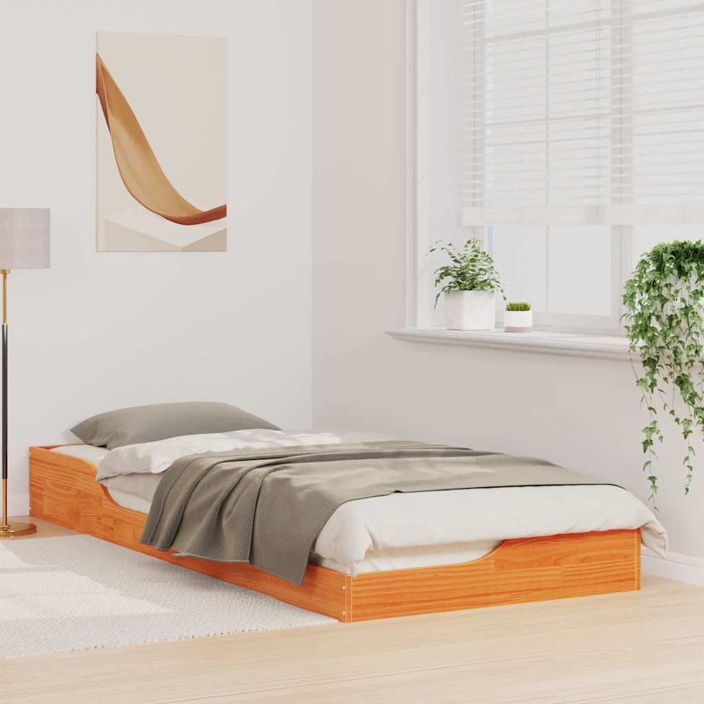 Σκελετός Κρεβατιού Κερωτό καφέ 80 x 220 cm Στερεά ξυλεία πεύκου
