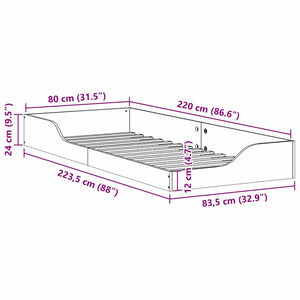 Σκελετός Κρεβατιού Κερωτό καφέ 80 x 220 cm Στερεά ξυλεία πεύκου