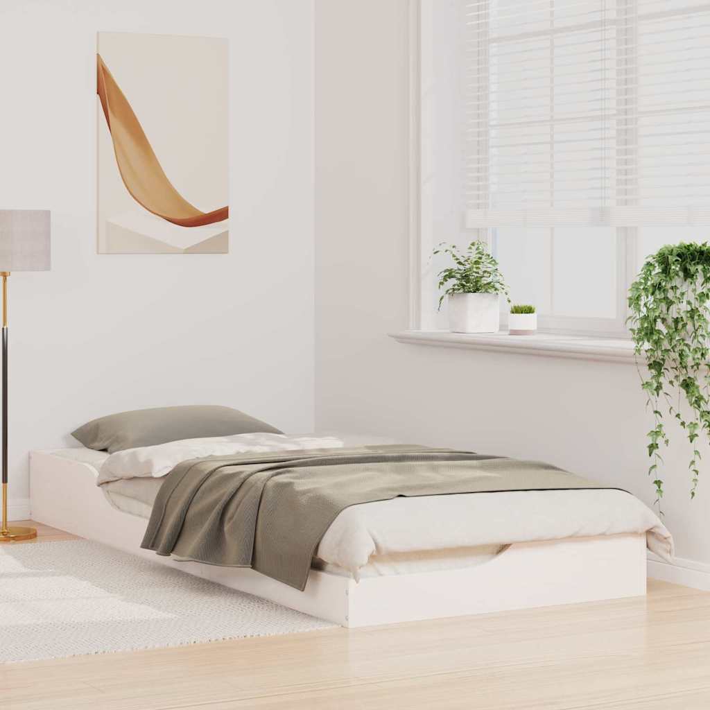 Σκελετός Κρεβατιού Λευκό 100 x 220 cm Στερεά ξυλεία πεύκου