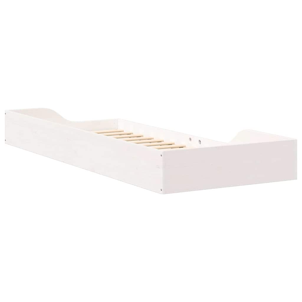 Σκελετός Κρεβατιού Λευκό 100 x 220 cm Στερεά ξυλεία πεύκου