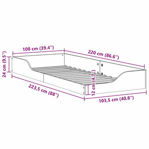 Σκελετός Κρεβατιού Κερωτό καφέ 100 x 220 cm