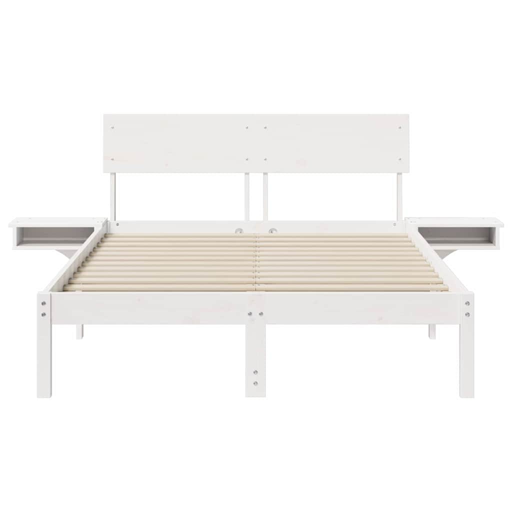 Σκελετός Κρεβατιού Λευκό 140 x 190 cm Στερεά ξυλεία πεύκου