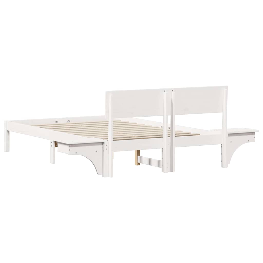 Σκελετός Κρεβατιού Λευκό 135 x 190 cm Στερεά ξυλεία πεύκου