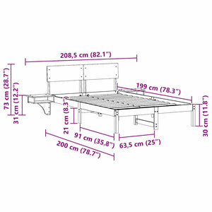 Σκελετός Κρεβατιού Λευκό 135 x 190 cm Στερεά ξυλεία πεύκου