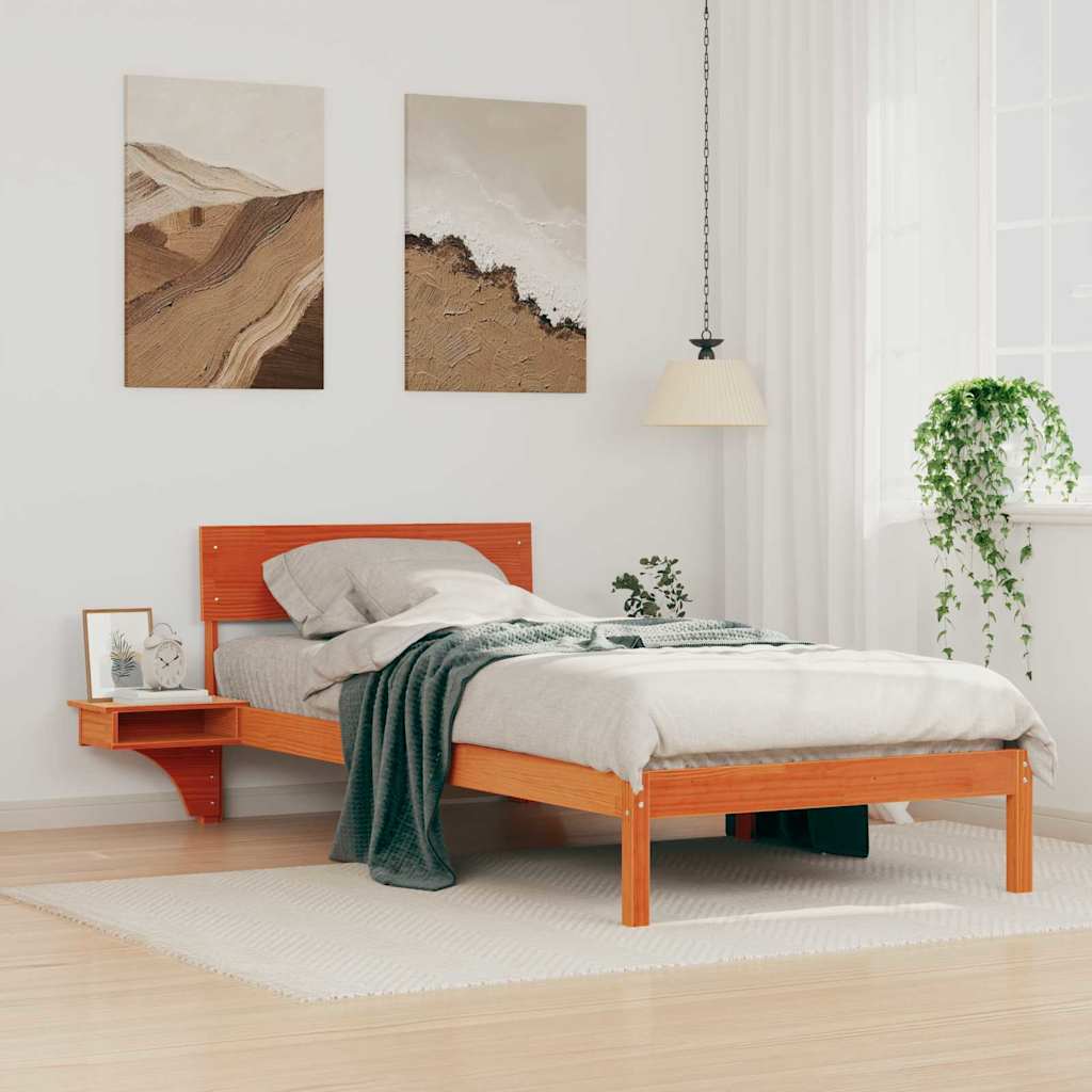 Σκελετός Κρεβατιού Κερωτό καφέ 90 x 190 cm Στερεά ξυλεία πεύκου