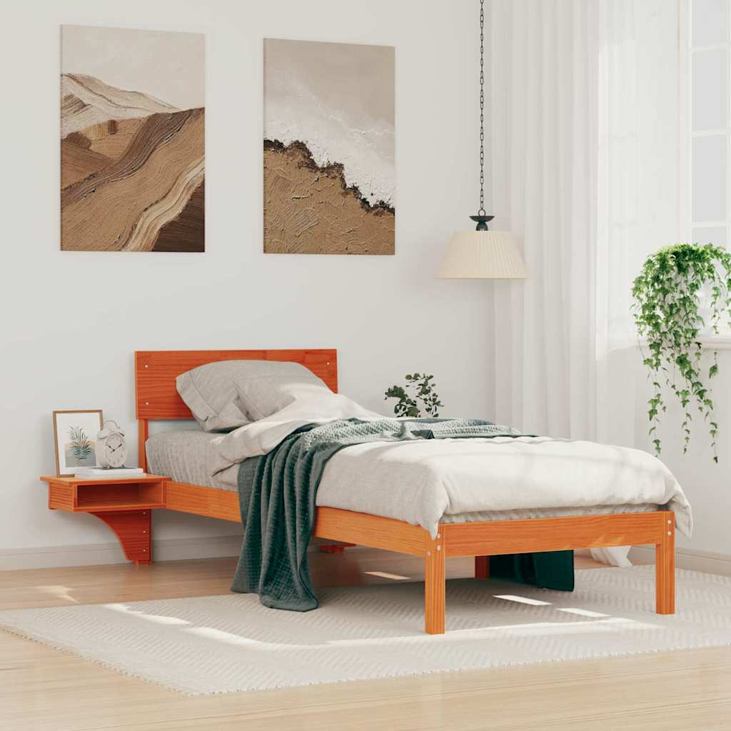 Σκελετός Κρεβατιού Κερωτό καφέ 75 x 190 cm Στερεά ξυλεία πεύκου