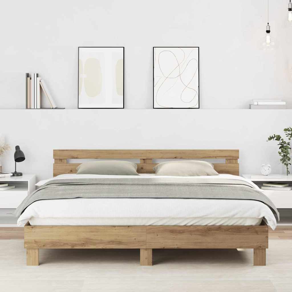 Σκελετός Κρεβατιού με κεφαλάρι Artisan Oak 203 x 185 x 70 εκ - Pakobazaar