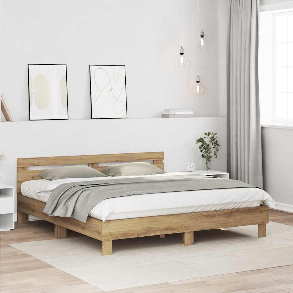 Σκελετός Κρεβατιού με κεφαλάρι Artisan Oak 203 x 185 x 70 εκ - Pakobazaar