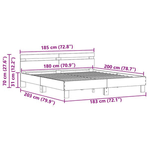 Σκελετός Κρεβατιού με κεφαλάρι Artisan Oak 203 x 185 x 70 εκ - Pakobazaar