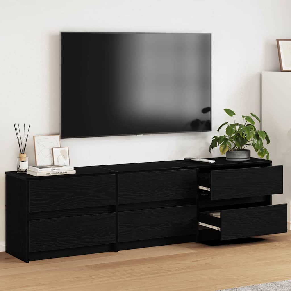 Μονάδες TV 180 x 34 x 50 εκ Μαύρη Οξυά Επεξεργασμένο ξύλο