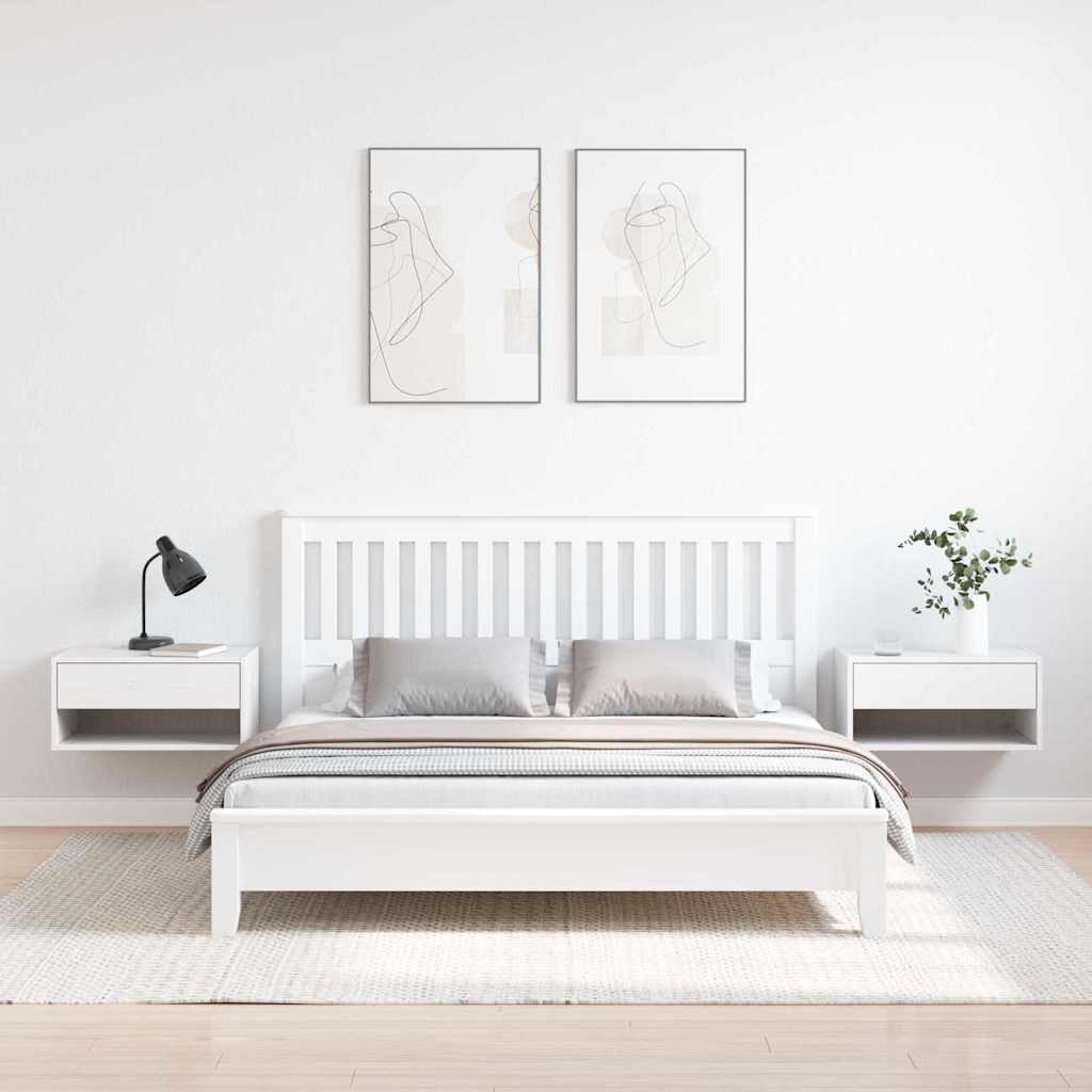 Κομοδίνο 2 pcs Λευκό 50 x 32,5 x 24 εκ Μασίφ ξύλο πεύκου - Pakobazaar