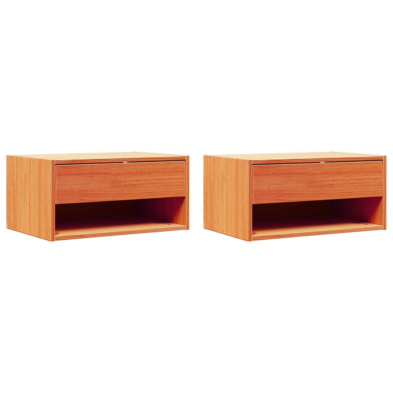 Κομοδίνο 2 pcs Κερωτό καφέ 50 x 32,5 x 24 εκ Μασίφ ξύλο πεύκου