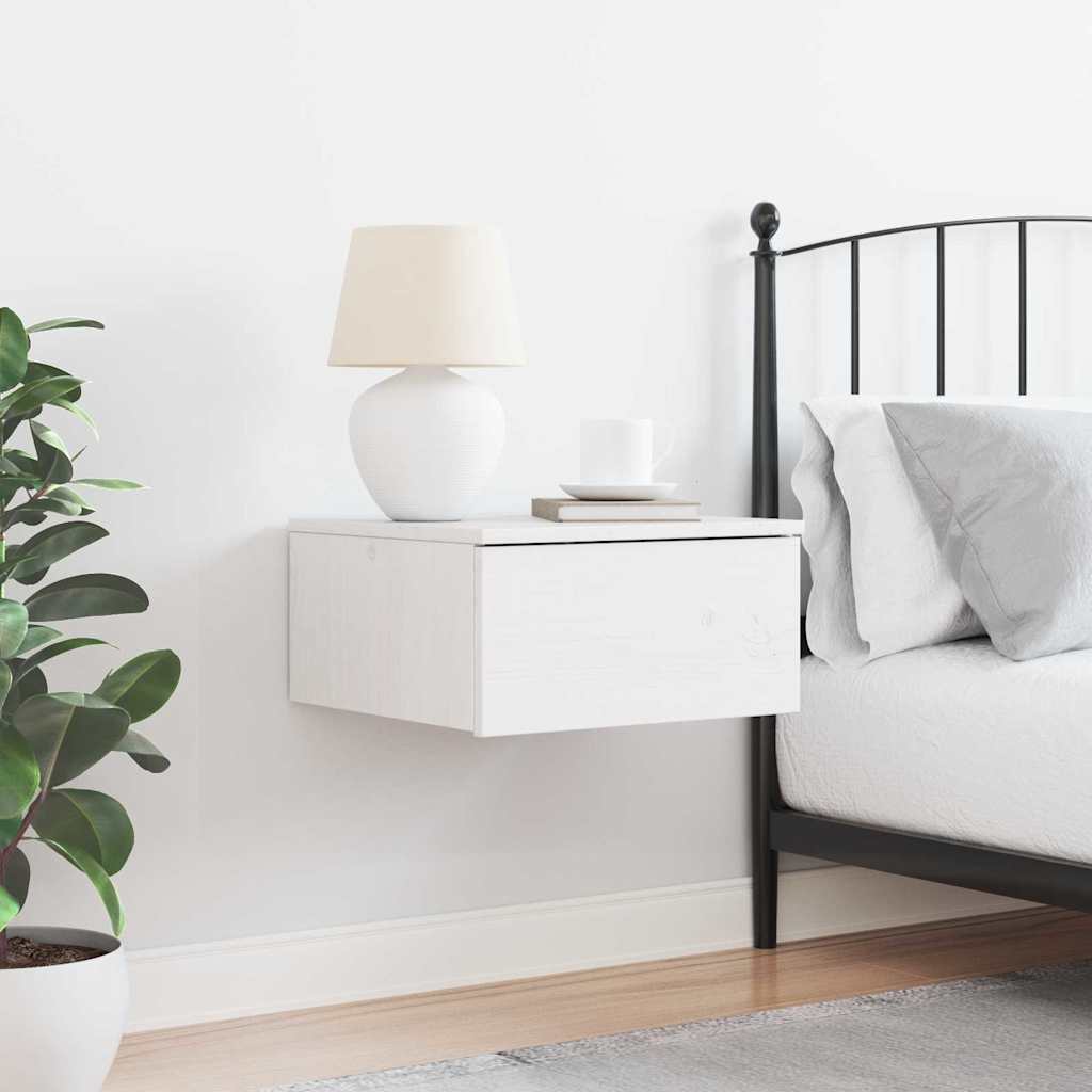 Κομοδίνο με συρτάρι Λευκό 37 x 35 x 18,5 εκ Μασίφ ξύλο πεύκου