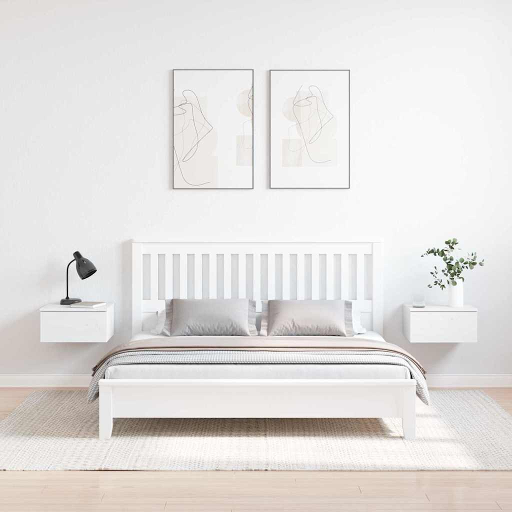 Κομοδίνο 2 pcs Λευκό 37 x 35 x 18,5 εκ Μασίφ ξύλο πεύκου