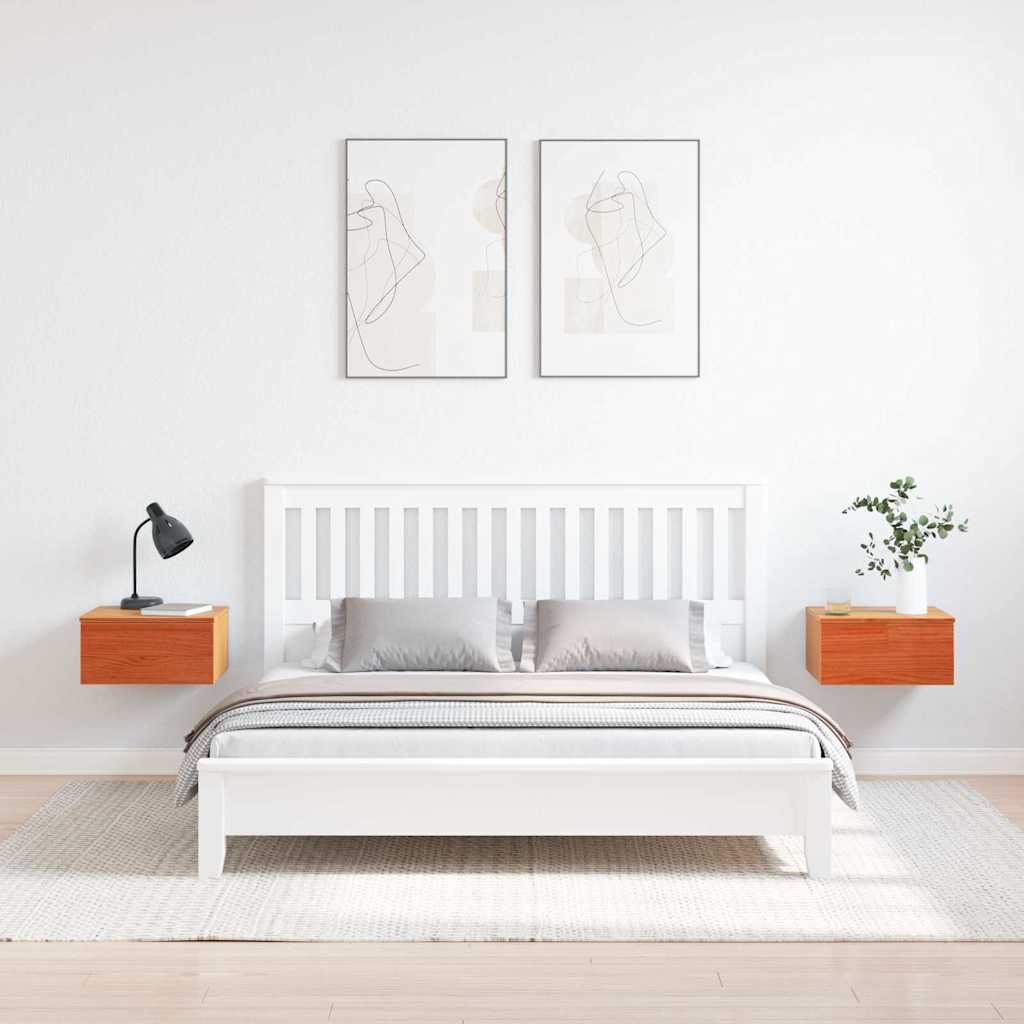 Κομοδίνο 2 pcs Κερωτό καφέ 37 x 35 x 18,5 εκ Μασίφ ξύλο πεύκου