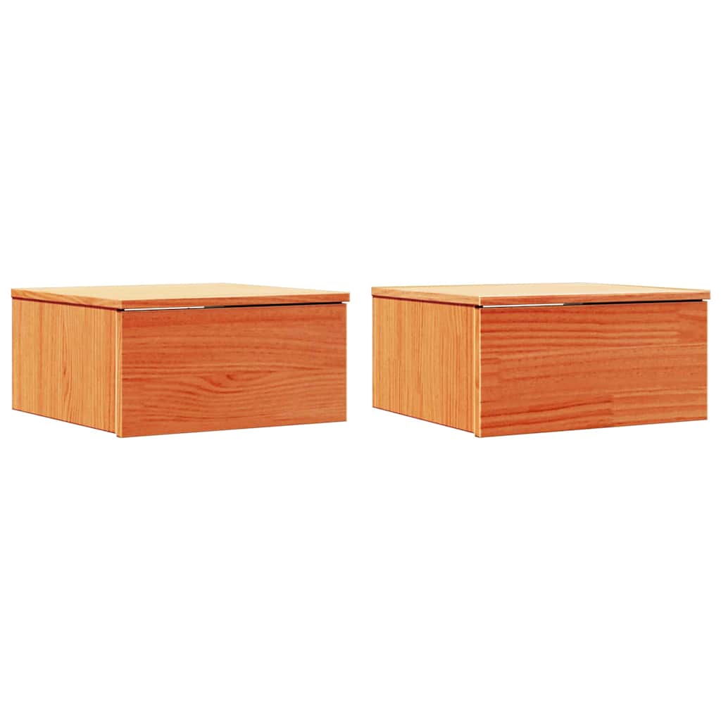Κομοδίνο 2 pcs Κερωτό καφέ 37 x 35 x 18,5 εκ Μασίφ ξύλο πεύκου