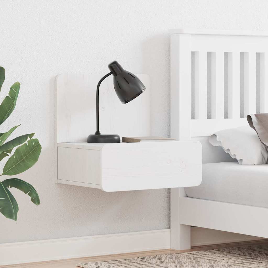 Κομοδίνο με συρτάρι Λευκό 44 x 32,5 x 40 εκ. Μασίφ ξύλο πεύκου