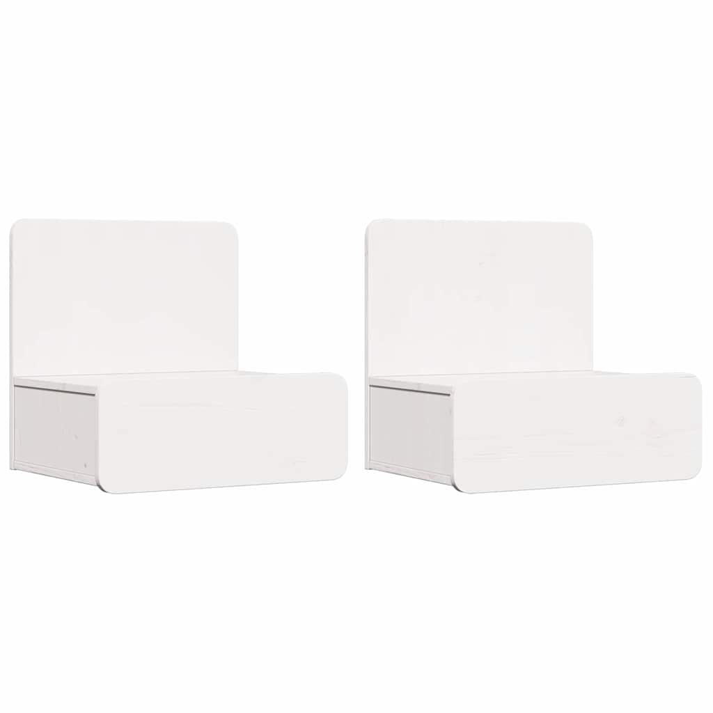Κομοδίνο 2 pcs Λευκό 44 x 32,5 x 40 εκ. Μασίφ ξύλο πεύκου