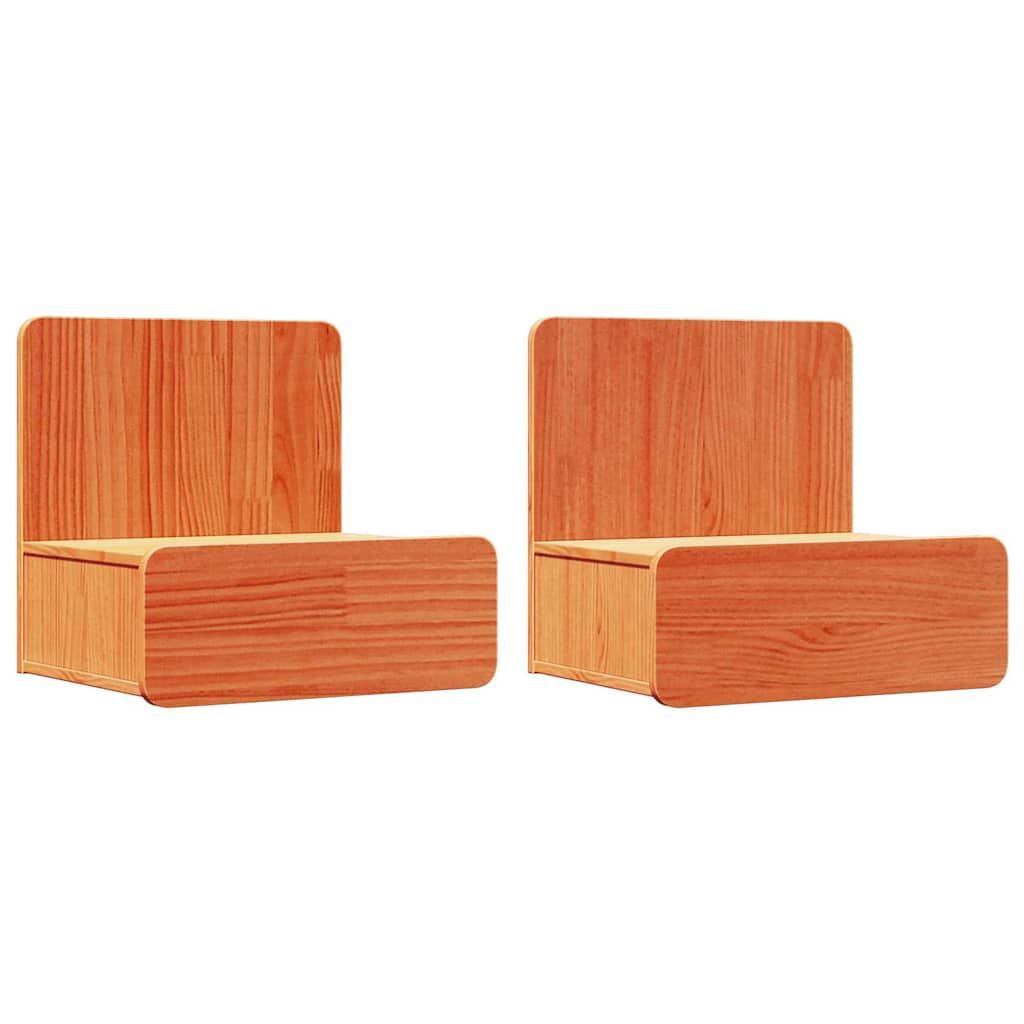 Κομοδίνο 2 pcs Κερωτό καφέ 44 x 32,5 x 40 εκ. Μασίφ ξύλο πεύκου