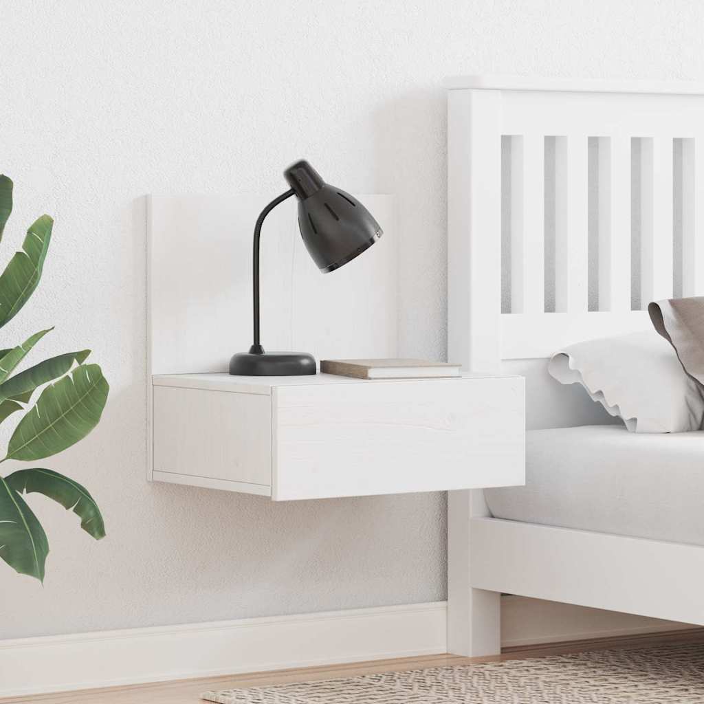 Κομοδίνο με συρτάρι Λευκό 42 x 32,5 x 40 εκ Μασίφ ξύλο πεύκου