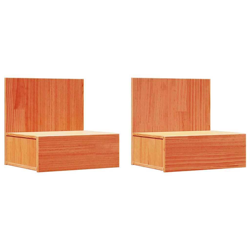 Κομοδίνο 2 pcs Κερωτό καφέ 42 x 32,5 x 40 εκ Μασίφ ξύλο πεύκου