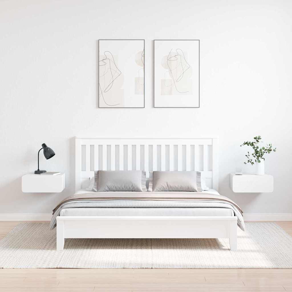 Κομοδίνο 2 pcs Λευκό 39 x 34 x 16,5 εκ. Μασίφ ξύλο πεύκου