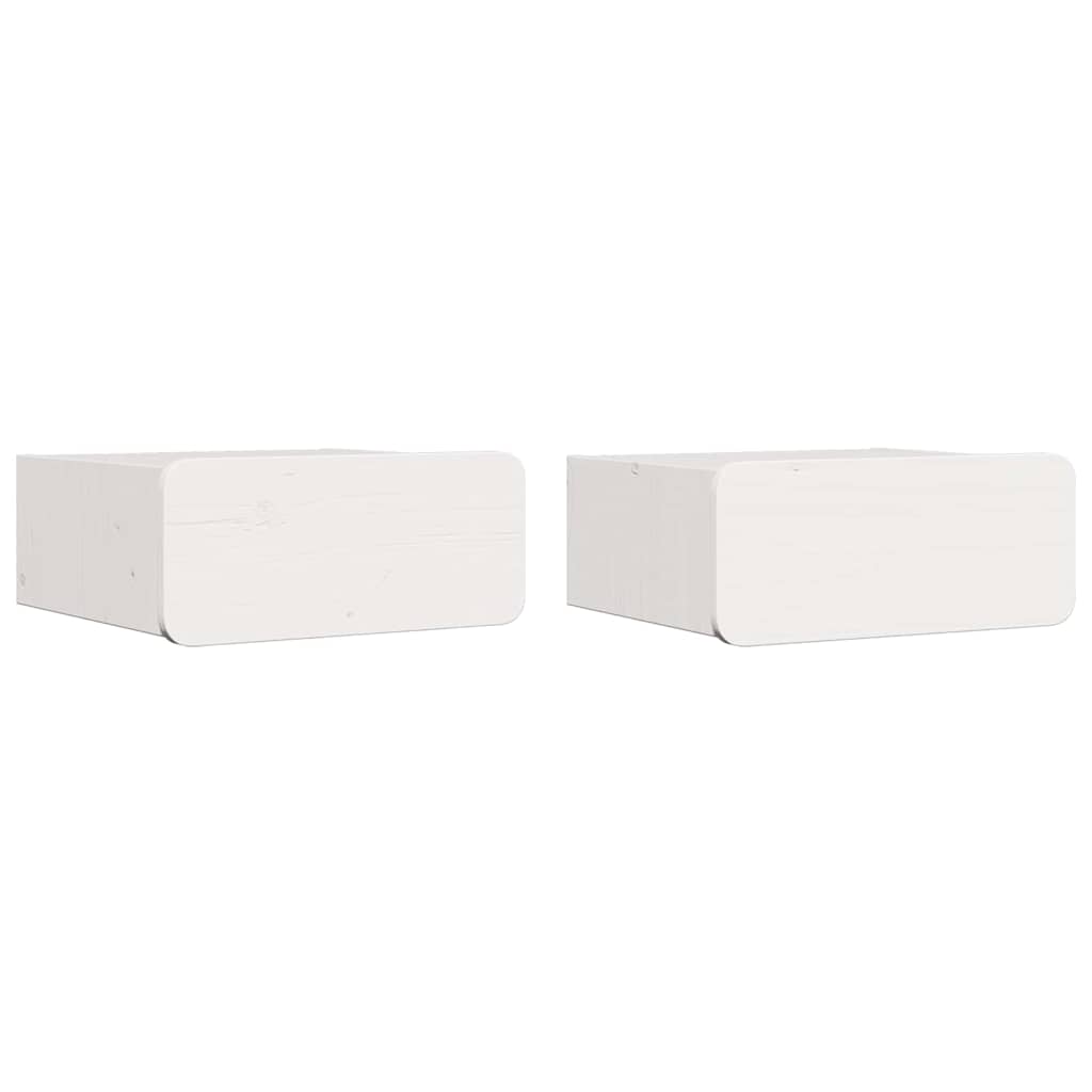 Κομοδίνο 2 pcs Λευκό 39 x 34 x 16,5 εκ. Μασίφ ξύλο πεύκου