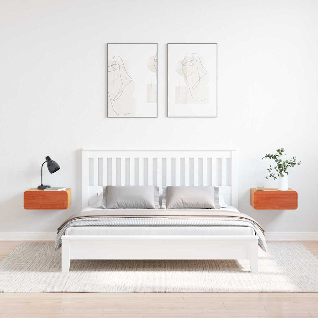 Κομοδίνο 2 pcs Κερωτό καφέ 39 x 34 x 16,5 εκ. Μασίφ ξύλο πεύκου