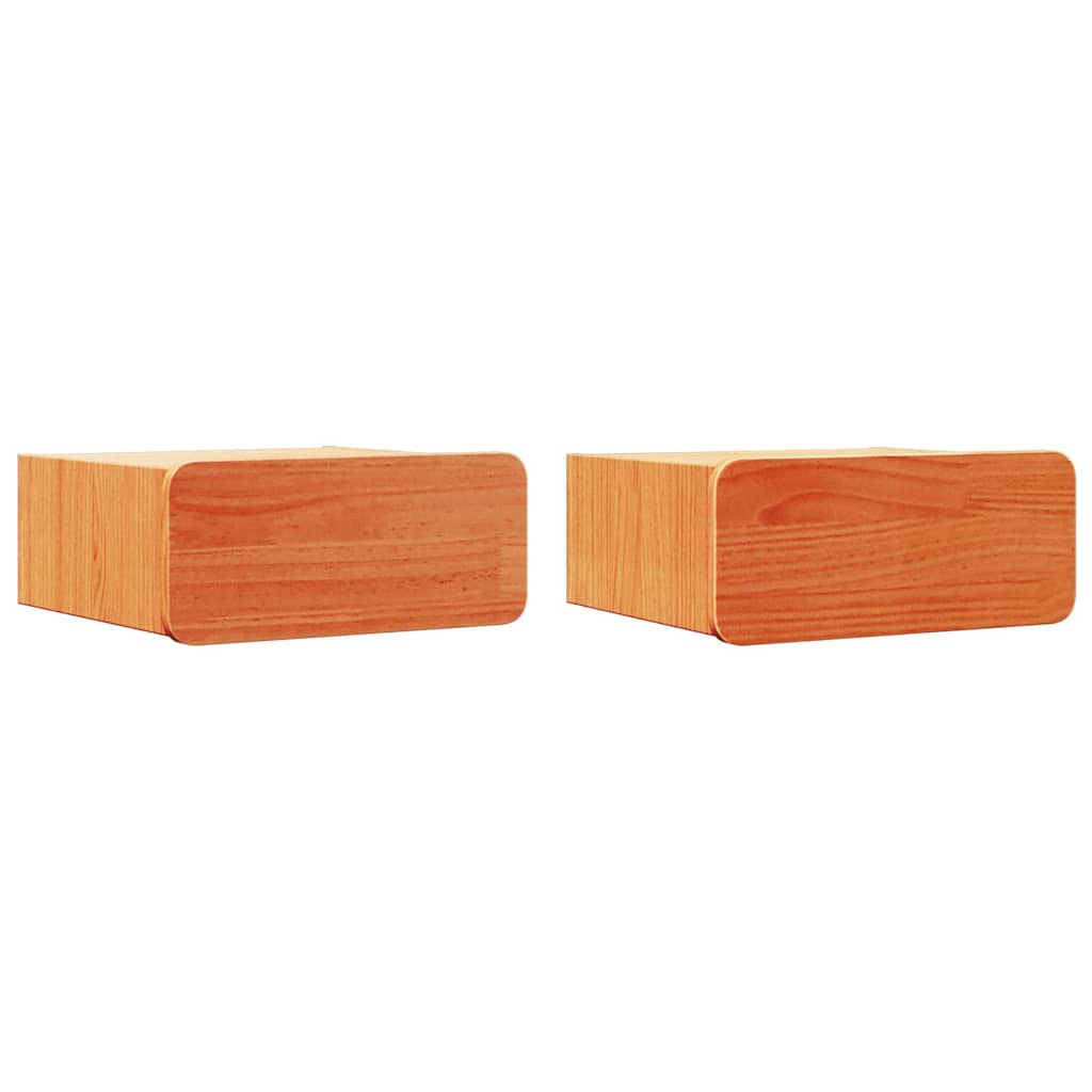 Κομοδίνο 2 pcs Κερωτό καφέ 39 x 34 x 16,5 εκ. Μασίφ ξύλο πεύκου