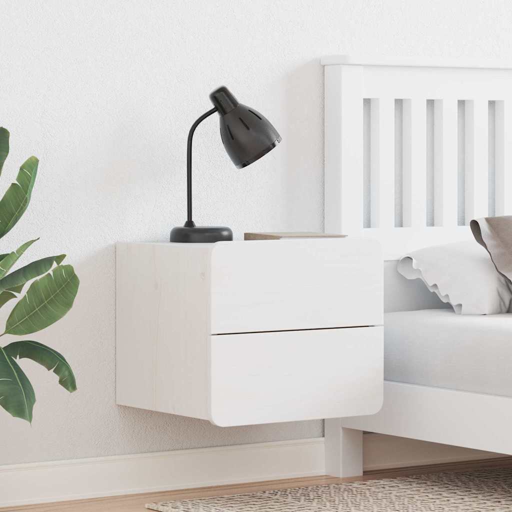 Κομοδίνο με συρτάρι Λευκό 39 x 34 x 33 εκ. Μασίφ ξύλο πεύκου - Pakobazaar