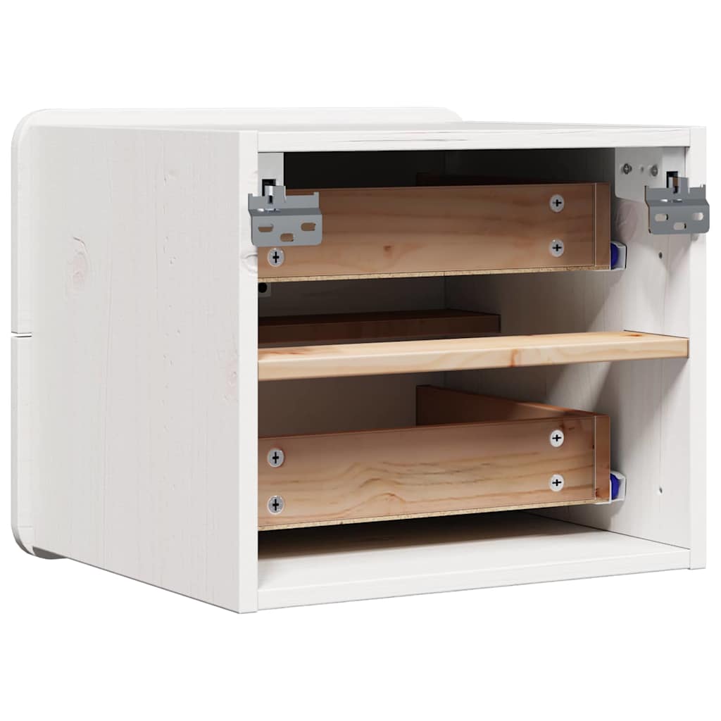 Κομοδίνο με συρτάρι Λευκό 39 x 34 x 33 εκ. Μασίφ ξύλο πεύκου - Pakobazaar