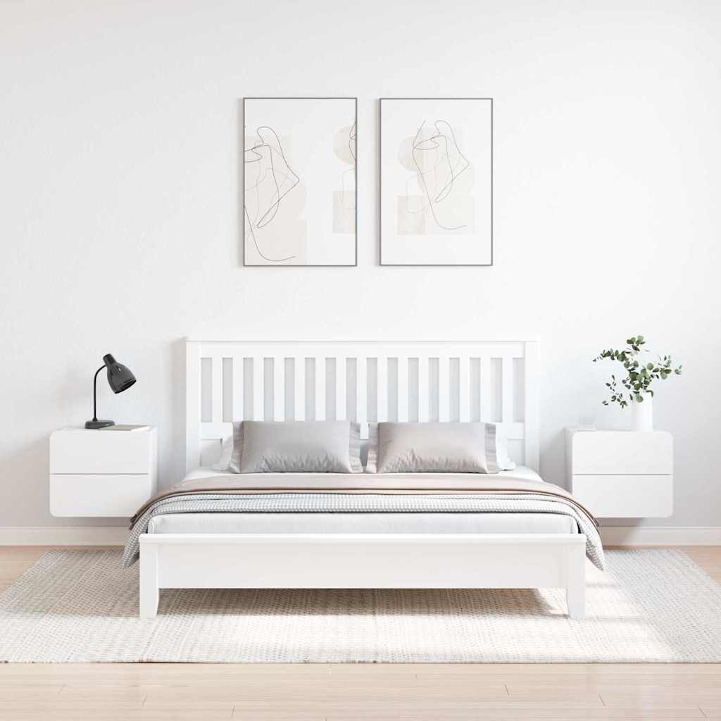 Κομοδίνο 2 pcs Λευκό 39 x 34 x 33 εκ. Μασίφ ξύλο πεύκου