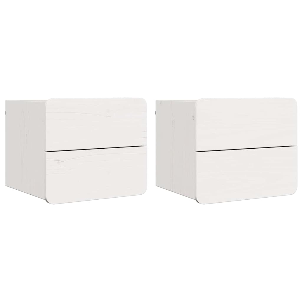 Κομοδίνο 2 pcs Λευκό 39 x 34 x 33 εκ. Μασίφ ξύλο πεύκου