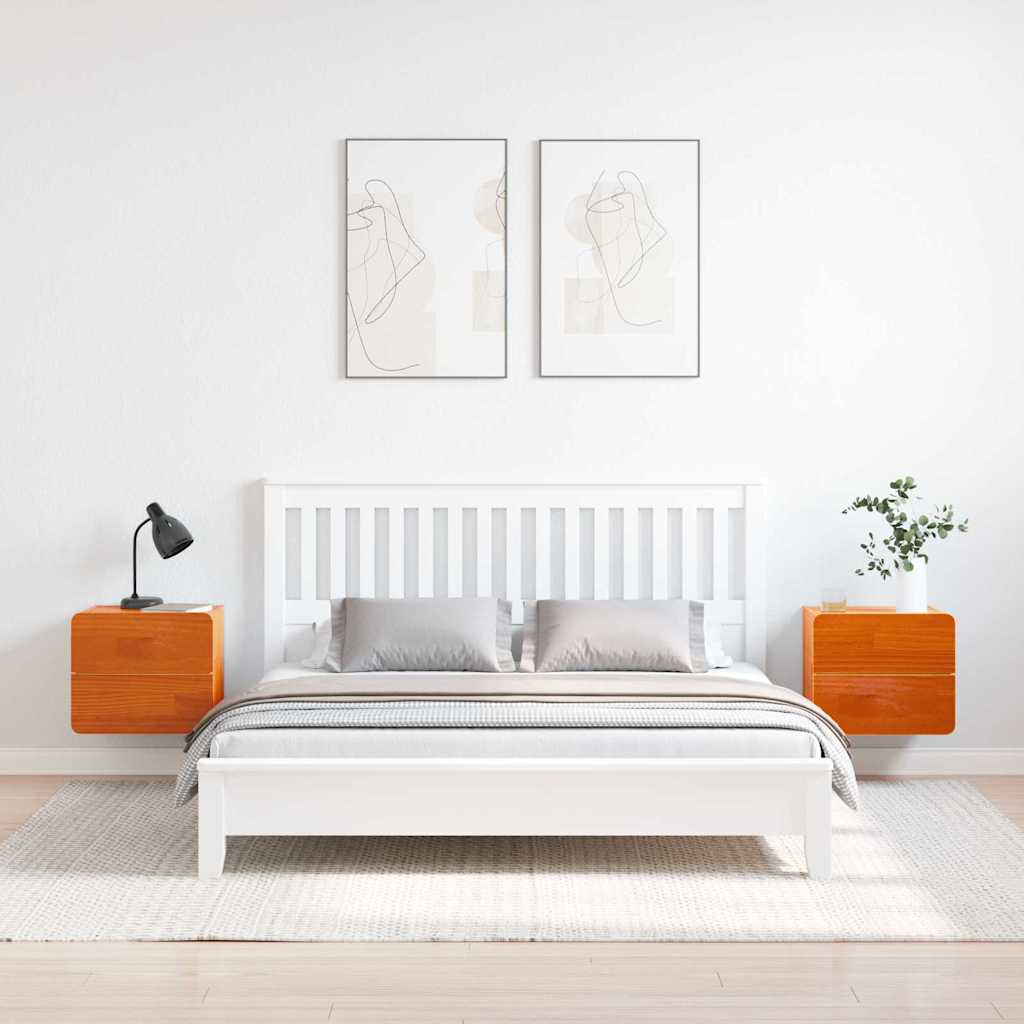 Κομοδίνο 2 pcs Καφέ 39 x 34 x 33 εκ. Μασίφ ξύλο πεύκου