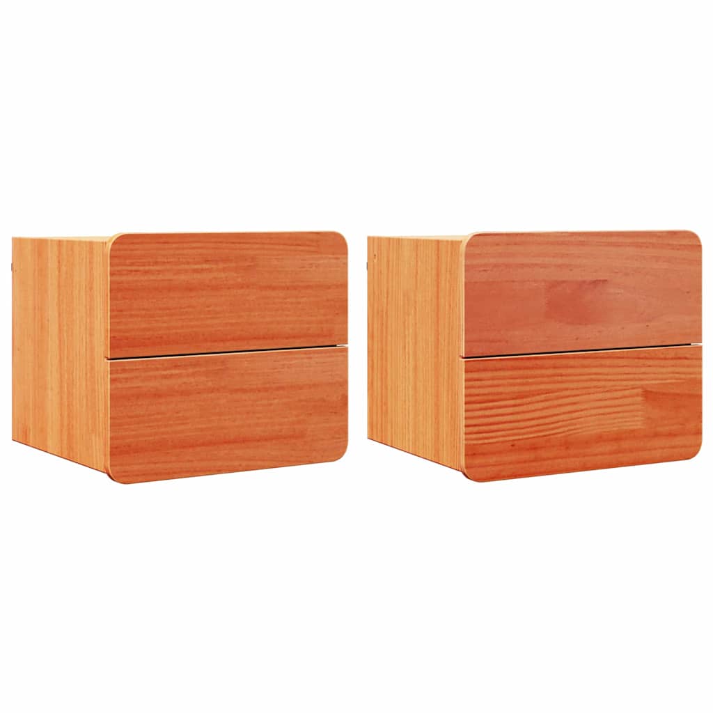 Κομοδίνο 2 pcs Καφέ 39 x 34 x 33 εκ. Μασίφ ξύλο πεύκου