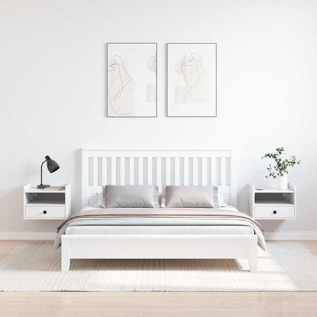 Κομοδίνο 2 pcs Λευκό 38 x 36 x 29,5 εκ Μασίφ ξύλο πεύκου