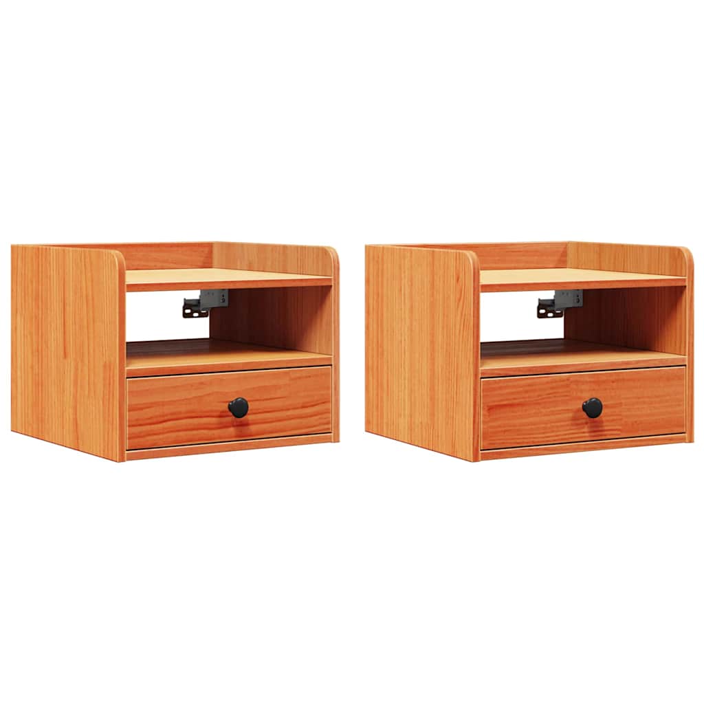 Κομοδίνο 2 pcs Κερωτό καφέ 38 x 36 x 29,5 εκ Μασίφ ξύλο πεύκου