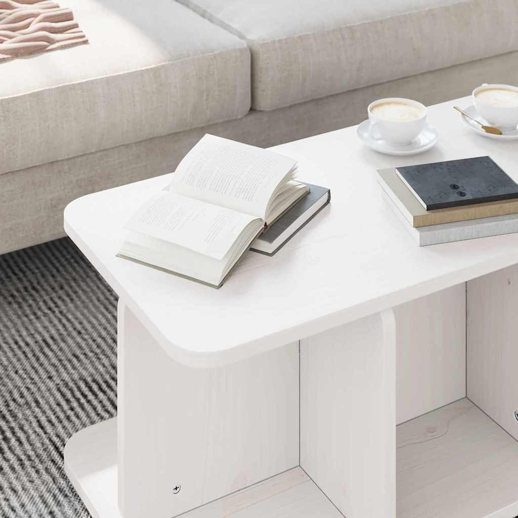 Τραπεζάκι σαλονιού Λευκό 80 x 39,5 x 33,5 εκ Μασίφ ξύλο πεύκου